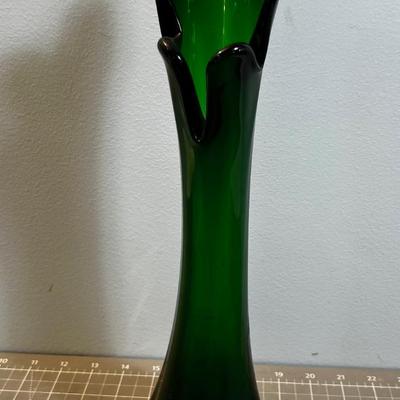 Forest Green Viking Swung Glass Vase 