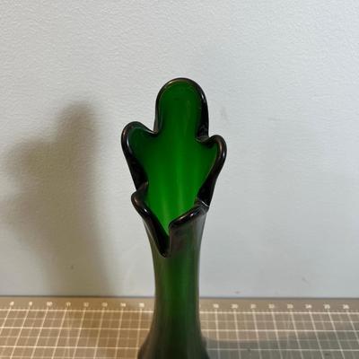 Forest Green Viking Swung Glass Vase 