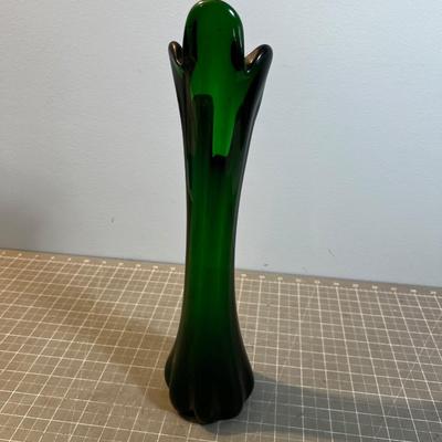 Forest Green Viking Swung Glass Vase 