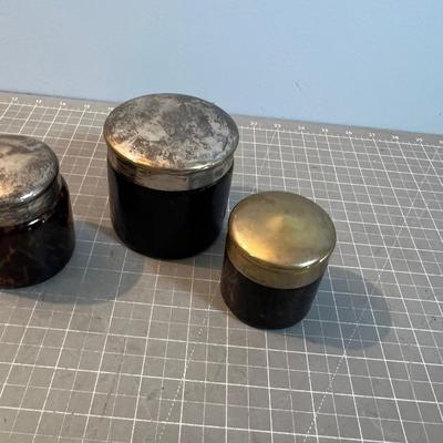 3 Glass Tortoise Shell Design JAR with Lids
