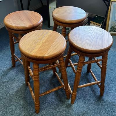 Solid Oak Swivel Seats (4) STOOLS 
