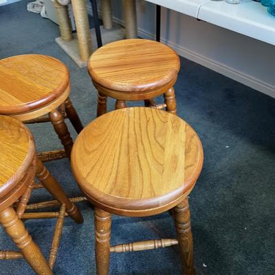 Solid Oak Swivel Seats (4) STOOLS 