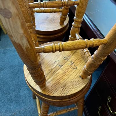 Solid Oak Swivel Seats (4) STOOLS 