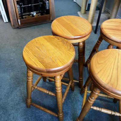 Solid Oak Swivel Seats (4) STOOLS 