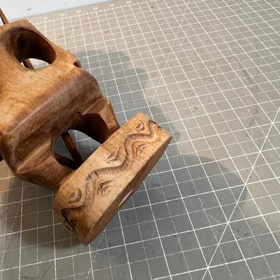 Tiki Wood Carved, Moria Dolls, Glass Tiki Mug