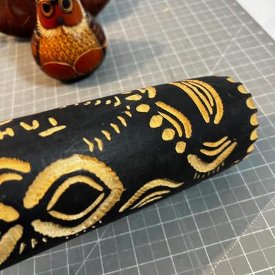 Asian Gourde and 2 Wood Carved Designs