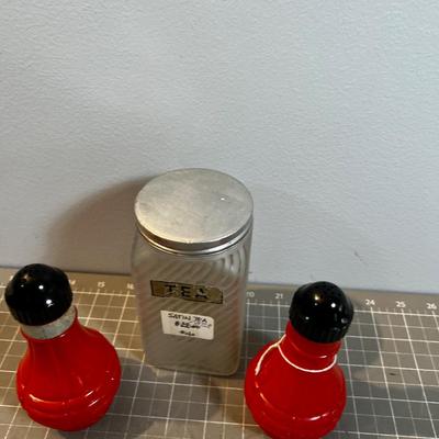 2 Shakers and a Canister - Orange & Frosted