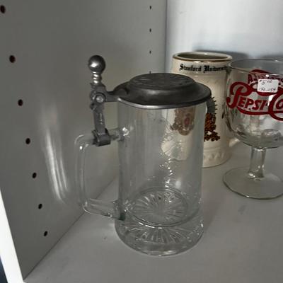 Glass Advertising Mugs; Bud Light, Pepsi A & W 