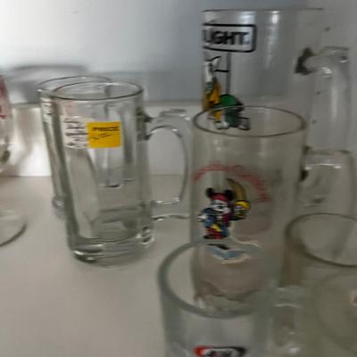 Glass Advertising Mugs; Bud Light, Pepsi A & W 