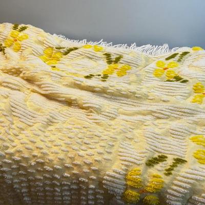 Yellow Polyester Channel Bed Spread