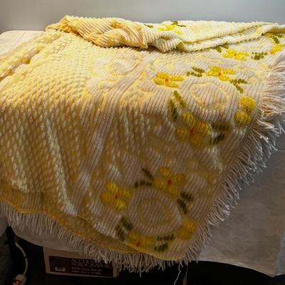 Yellow Polyester Channel Bed Spread