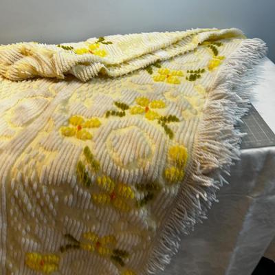 Yellow Polyester Channel Bed Spread