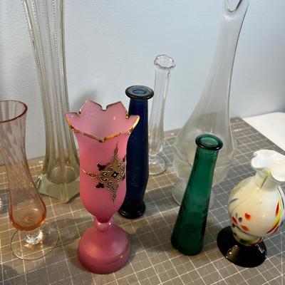 Mega Lot of Glass Bud Vases, All manner of color and size