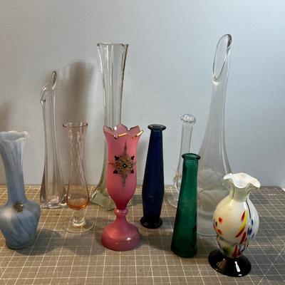 Mega Lot of Glass Bud Vases, All manner of color and size