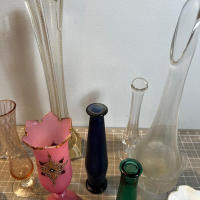 Mega Lot of Glass Bud Vases, All manner of color and size