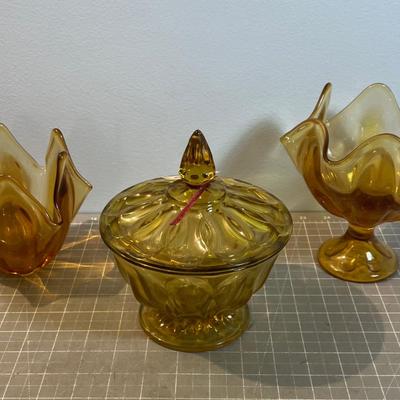 3 Pieces of Amber Glass 