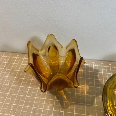 3 Pieces of Amber Glass 