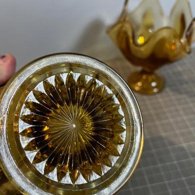 3 Pieces of Amber Glass 