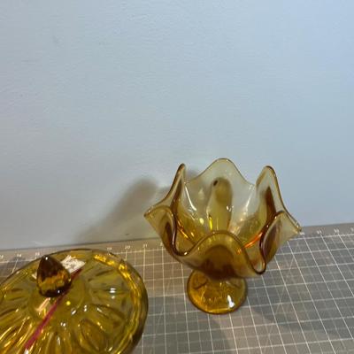 3 Pieces of Amber Glass 
