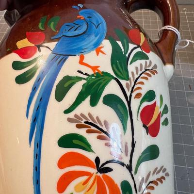 2 Ceramic Pitchers - Blue Bird and White / Yellow 