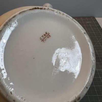 2 Ceramic Pitchers - Blue Bird and White / Yellow 