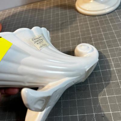 3 pieces of Pottery, Cornucopia and 2 vases. 