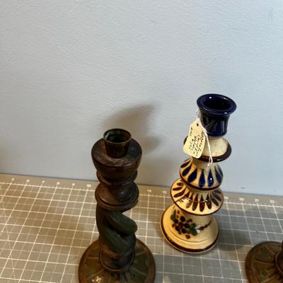 3 Rustic Candle Sticks 