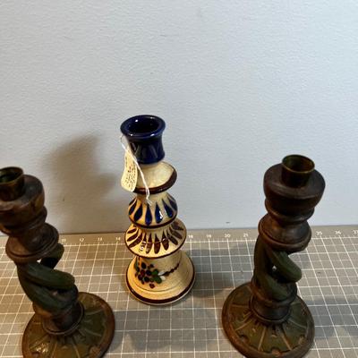 3 Rustic Candle Sticks 