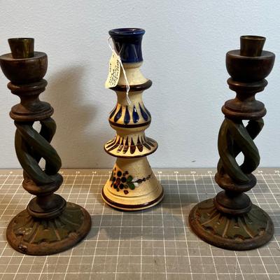 3 Rustic Candle Sticks 