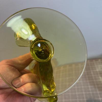 4 Pieces of Avocado Green Glass - Probably Ducan Miller