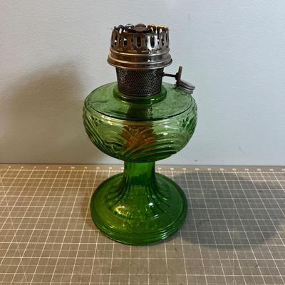 Green GLASS OIL LAMP! This is the Real Deal