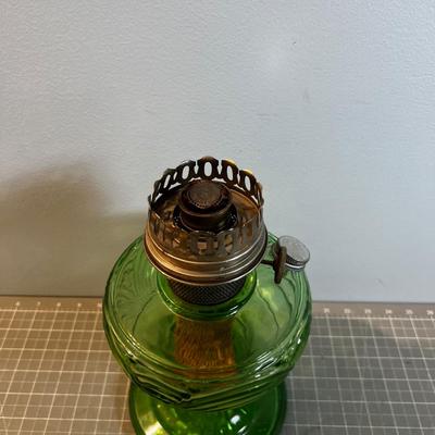 Green GLASS OIL LAMP! This is the Real Deal