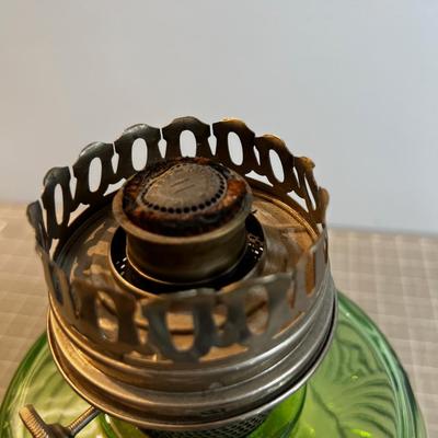 Green GLASS OIL LAMP! This is the Real Deal