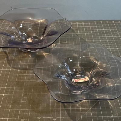 Some Purple Scalloped Bowls Pair