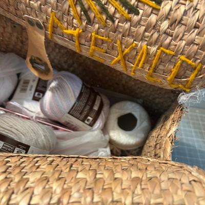 Knitting Basket with Yarn 