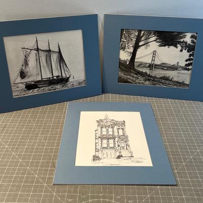3 Etching Prints of San Francisco