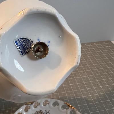 3 Porcelain Footed Pedestal Fancy Serving Dishes 