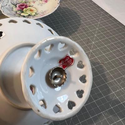 3 Porcelain Footed Pedestal Fancy Serving Dishes 