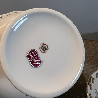 3 Porcelain Footed Pedestal Fancy Serving Dishes 