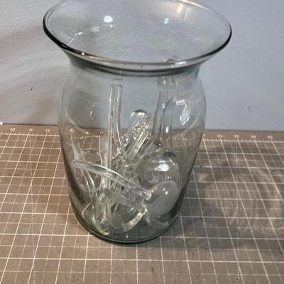 Lot of GLASS Spoons and Dippers. FANCY Collectible In a Glass Jar