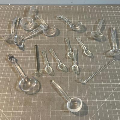Lot of GLASS Spoons and Dippers. FANCY Collectible In a Glass Jar