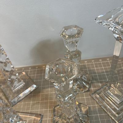 Heavy Lead Crystal Candle Sticks (3 Pair Plus 1) 