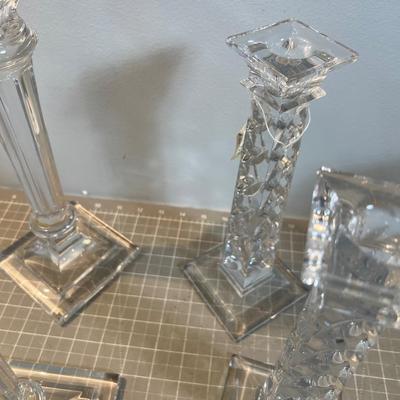 Heavy Lead Crystal Candle Sticks (3 Pair Plus 1) 