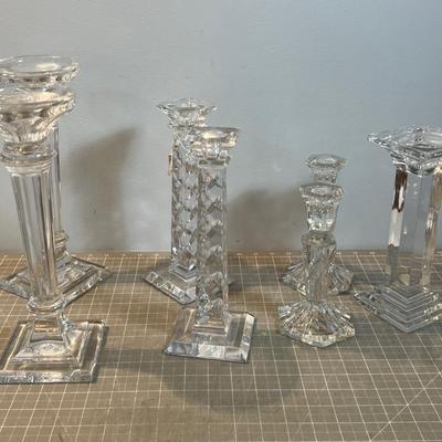 Heavy Lead Crystal Candle Sticks (3 Pair Plus 1) 