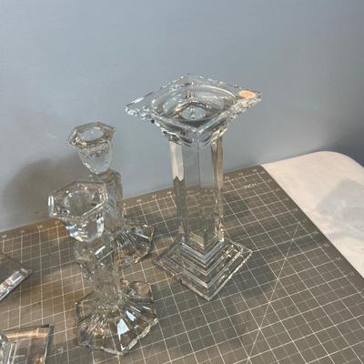 Heavy Lead Crystal Candle Sticks (3 Pair Plus 1) 