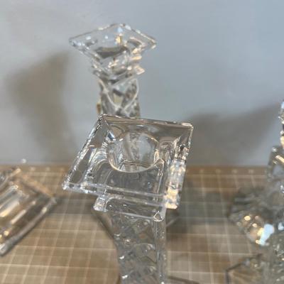 Heavy Lead Crystal Candle Sticks (3 Pair Plus 1) 