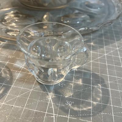 Crystal Punch Bowl with Lovely Platter and Cups!  Plus matching Serving Bowls. Time for a Shower!!