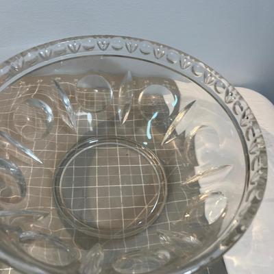 Crystal Punch Bowl with Lovely Platter and Cups!  Plus matching Serving Bowls. Time for a Shower!!