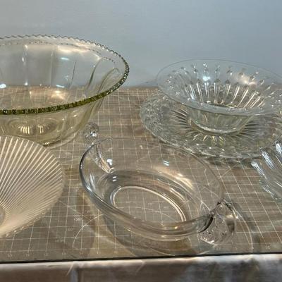 Large Lot Of LARGE Glass Serving Bowls, Fancy 