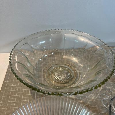 Large Lot Of LARGE Glass Serving Bowls, Fancy 